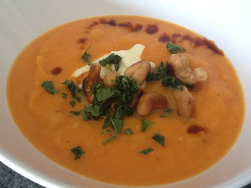 Creamy Sweet Potato-Cashew Soup